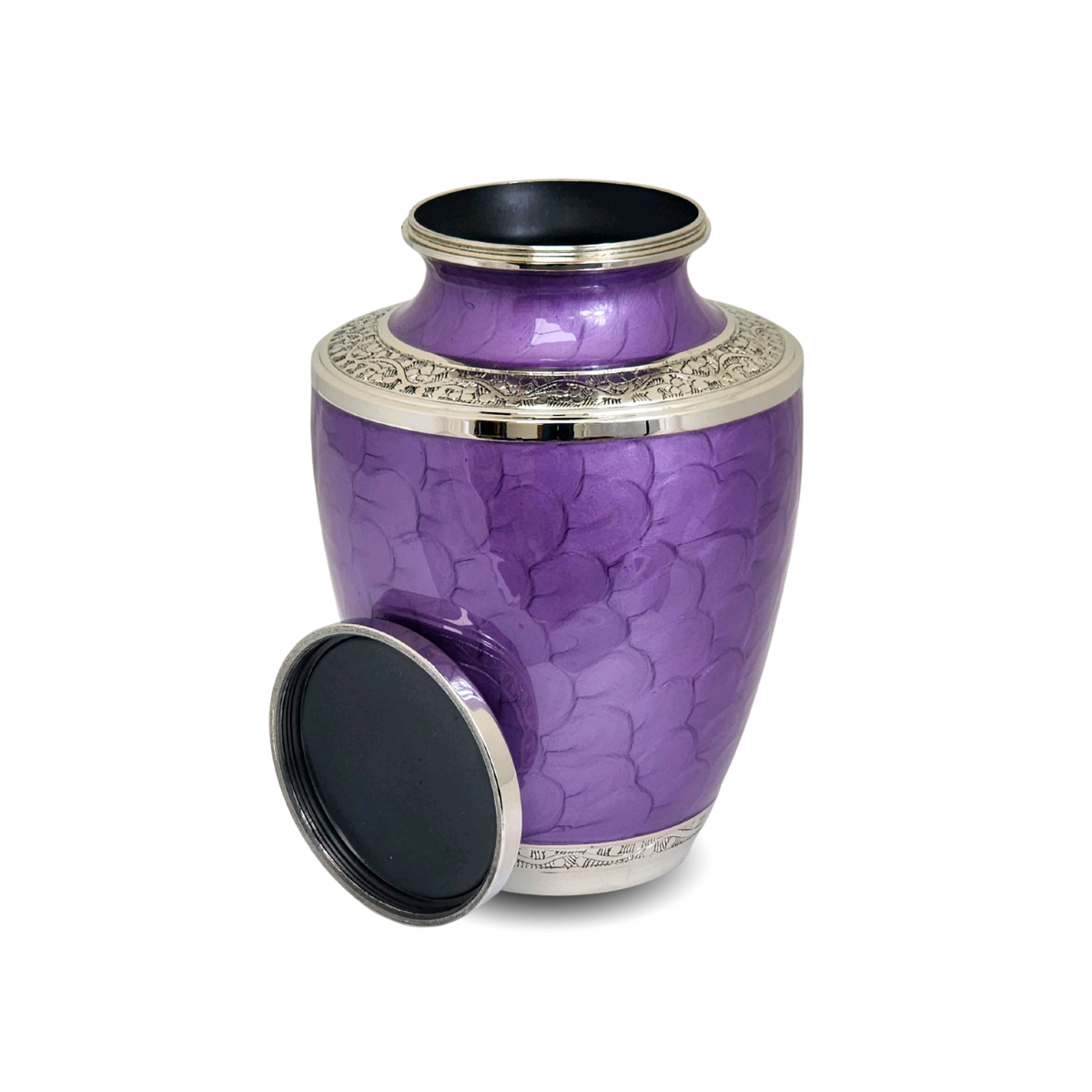 Purple Floral Adult Brass Urn