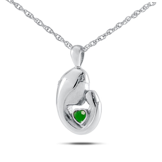 May w/ Emerald Stainless Steel Keepsake